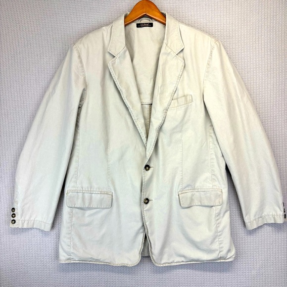 L.L.Bean Men's 40 R Safari Sport Field Light Cotton Blazer Jacket Khaki Vintage - Picture 1 of 12
